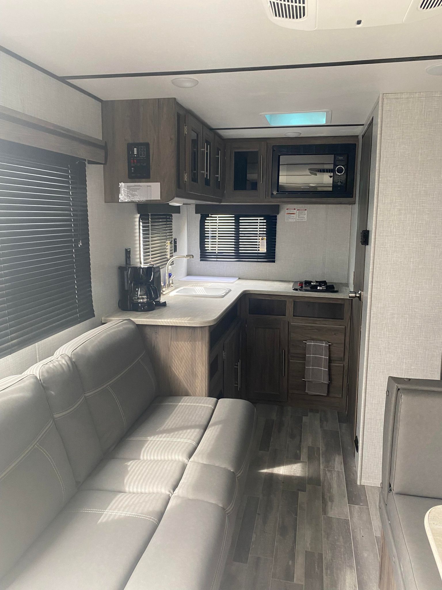 Inside a Sunny Ridge rental trailer